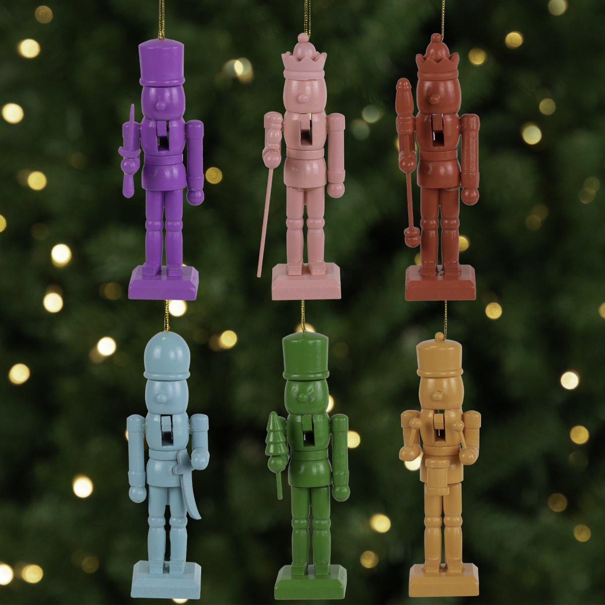 Picture of Northlight Seasonal 35766386 5 in. Rainbow Nutcracker Wooden Christmas Ornaments&#44; Multi Color - Set of 5