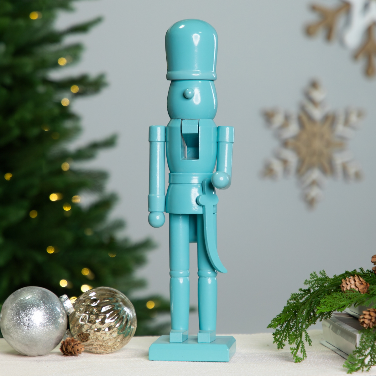 Picture of Northlight Seasonal 35766389 15 in. Nutcracker Soldier with Sword Christmas Figure&#44; Sky Blue