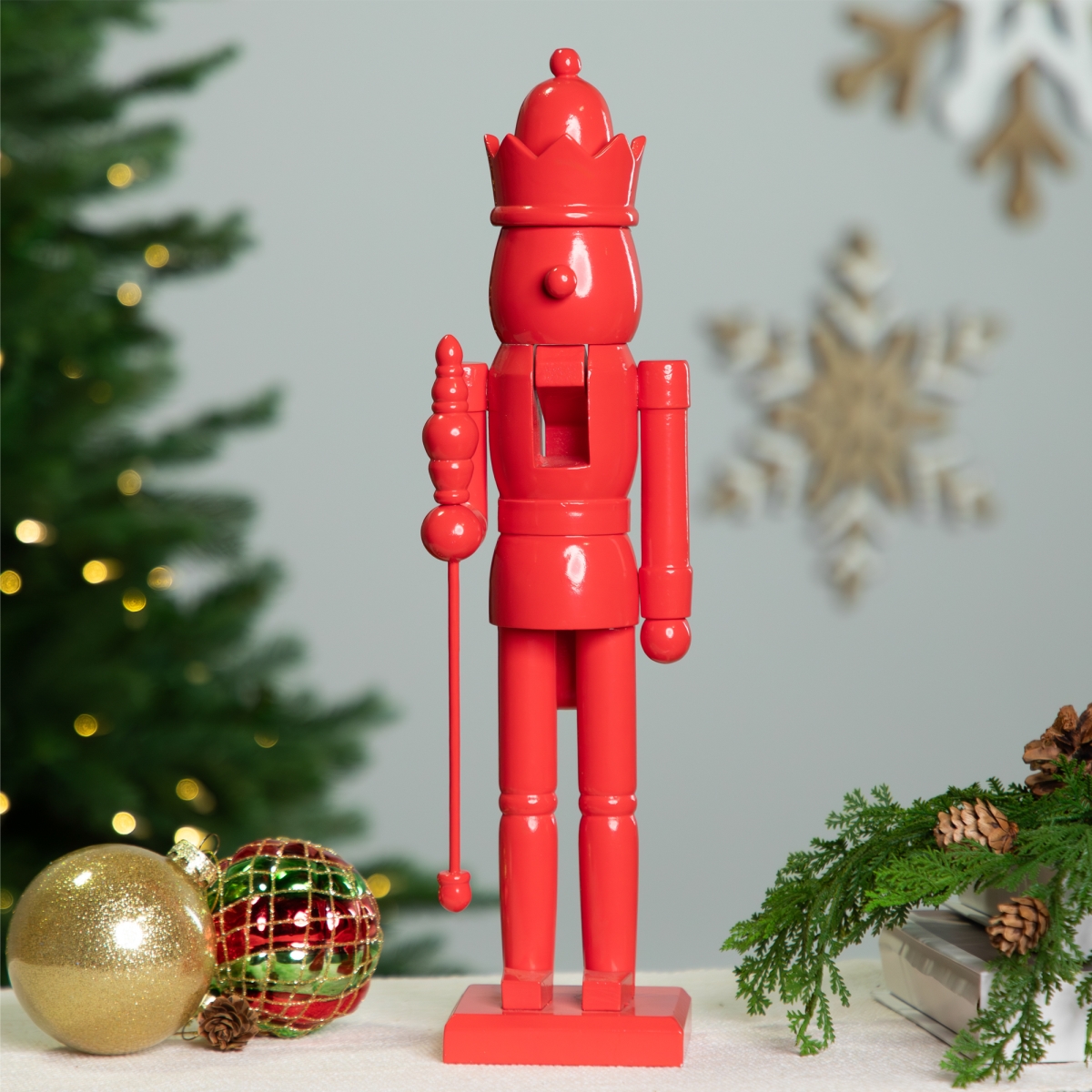 Picture of Northlight Seasonal 35766390 15 in. Nutcracker King with Crown & Sceptre Standing Christmas Figure&#44; Red