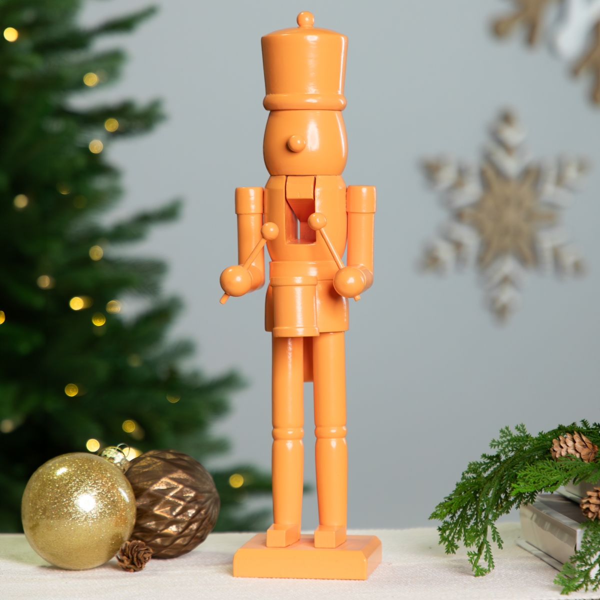 Picture of Northlight Seasonal 35766392 15 in. Drummer Soldier Nutcracker Christmas Figure&#44; Orange