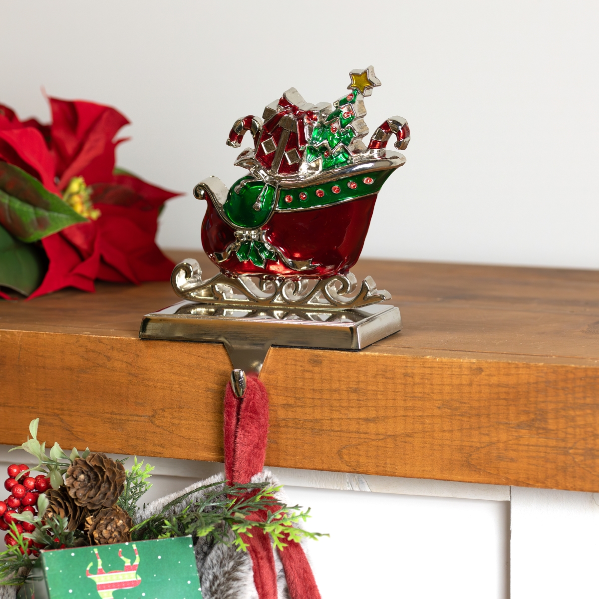 35764386 5.5 in. Present Filled Sleigh Christmas Stocking Holder