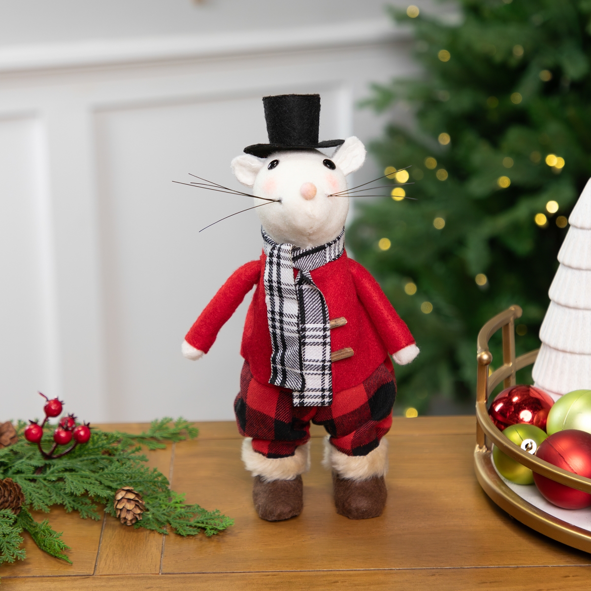 35768222 11 in. Winter Mouse Christmas Tabletop Figure