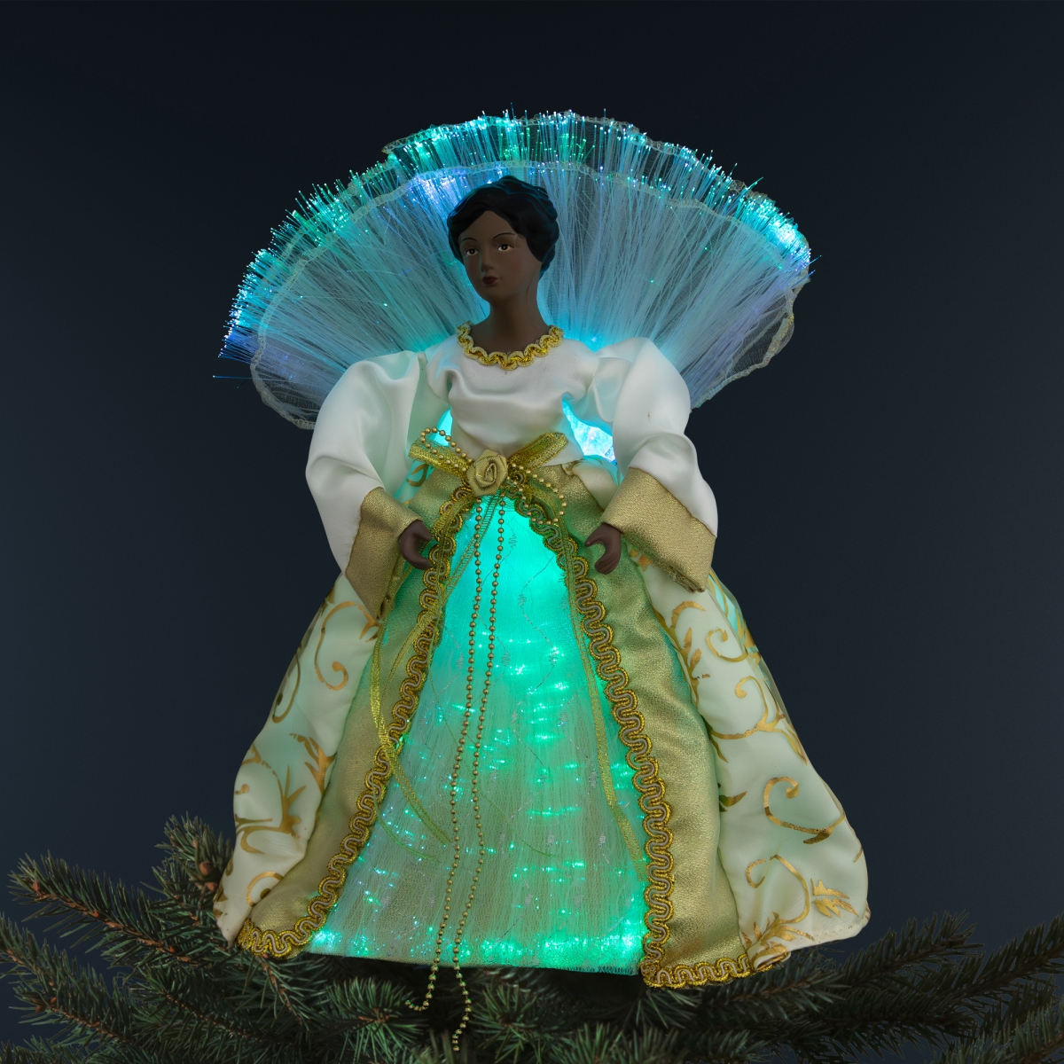 Picture of Northlight 35771109 12 in. Lighted Fiber Optic African American Angel Christmas Tree Topper&#44; Gold