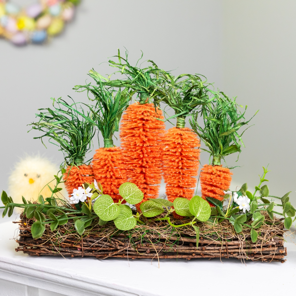 Picture of Northlight 35835327 2 in. Standing Carrots on Floral Foliage Twig Log Easter Decoration