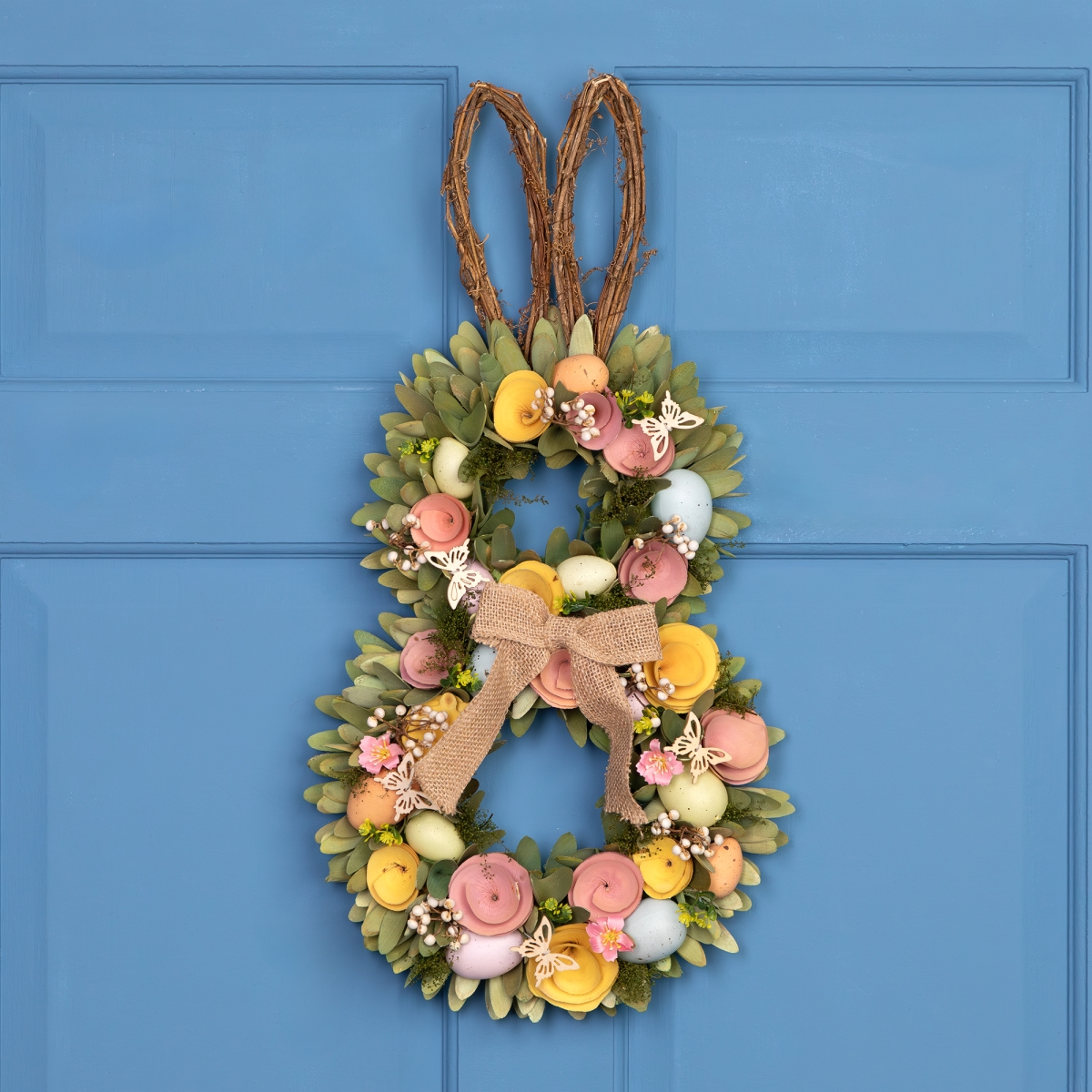 Picture of Northlight 35835344 23.5 in. Wooden Floral & Twig Bunny Rabbit Easter Egg Wreath
