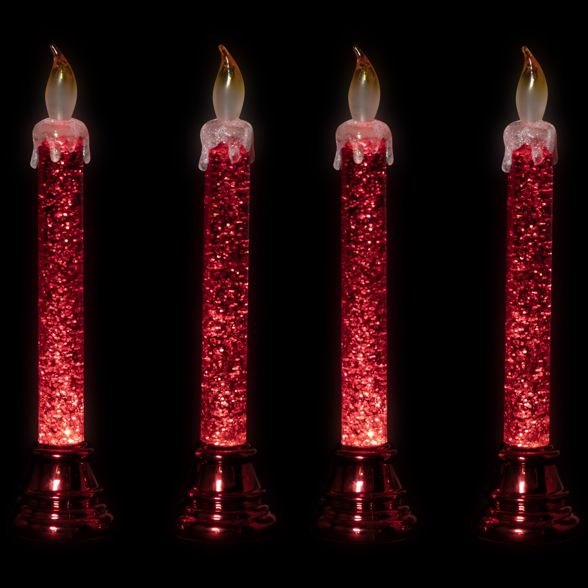 Picture of Northlight 35838591 9.25 in. LED Glittered Flameless Christmas Candle Lamp - Red - Set of 4