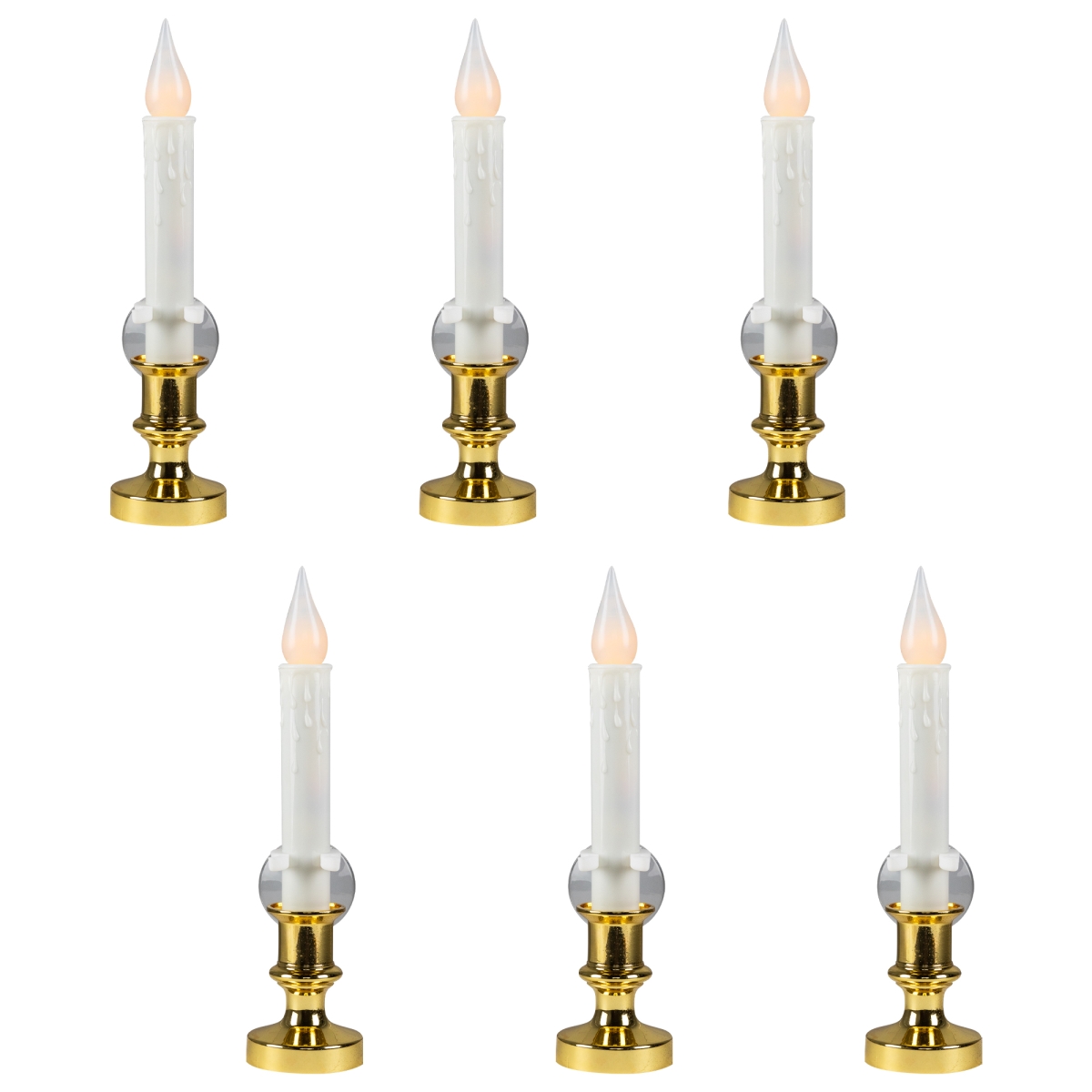 Picture of Northlight 35838582 8.5 in. White LED C5 Flickering Window Christmas Candle Lamps with Timer - Set of 6