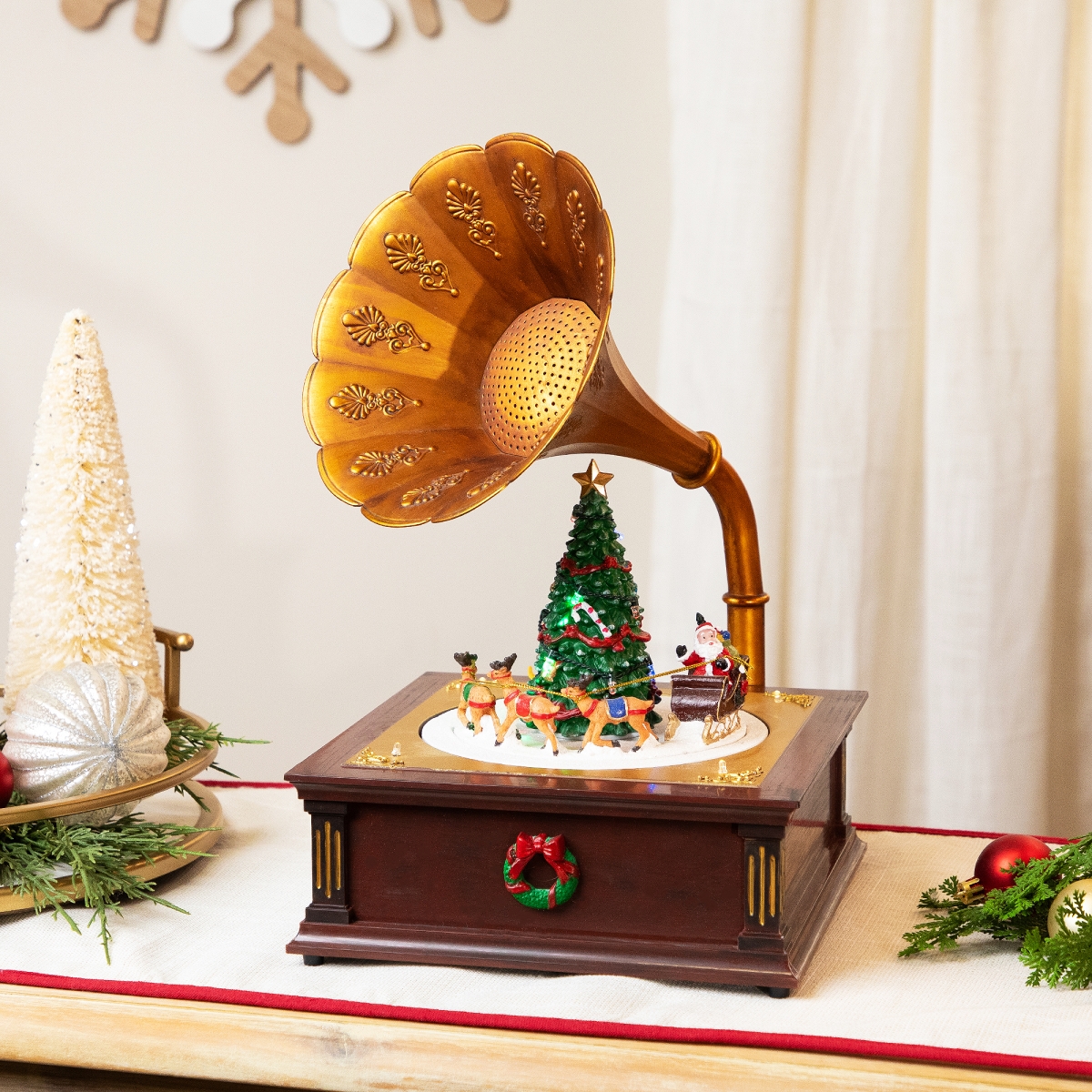 Picture of Northlight 35769693 LED Lighted & Musical Gramophone Animated Christmas Decoration - 14 in.