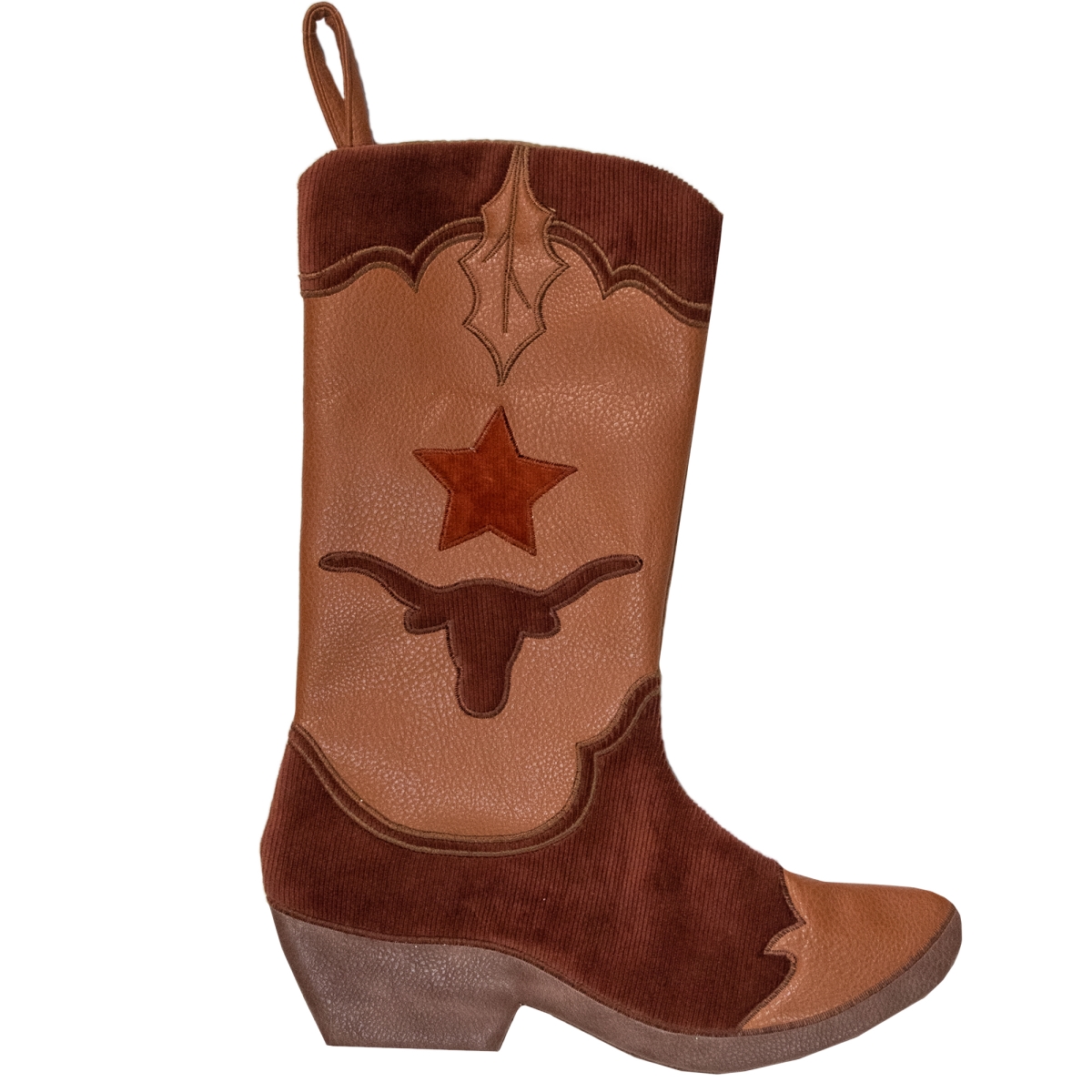 Picture of Northlight 34315030 18.5 in. L88034 Corduroy Cowboy Boot Christmas Stocking&#44; Beige & Brown