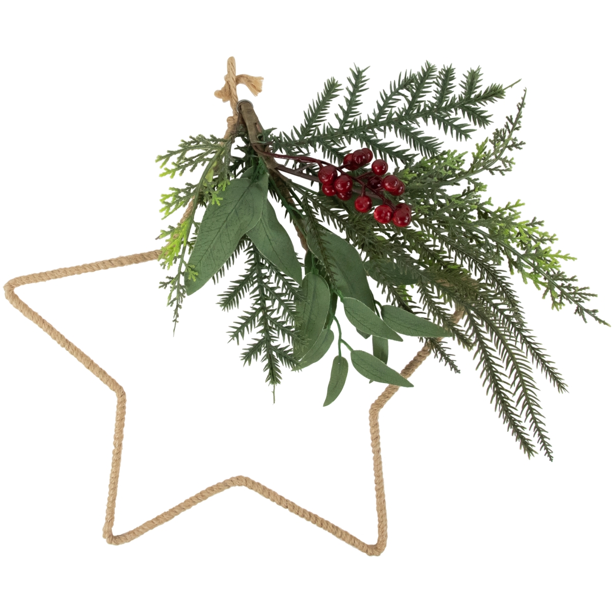 Picture of Northlight 35251072 11 in. LL94350 Mixed Pine Foliage & Berries Star Hanging Christmas Ornament