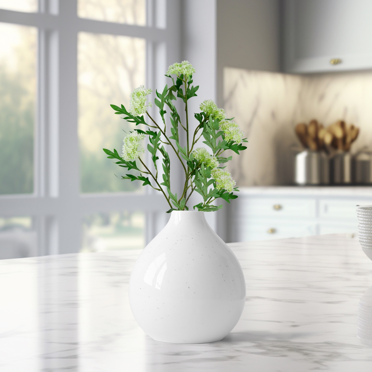 35835142 Finch Laceflower Artificial Floral Sprays, White & Green - 27 in. - Set of 6
