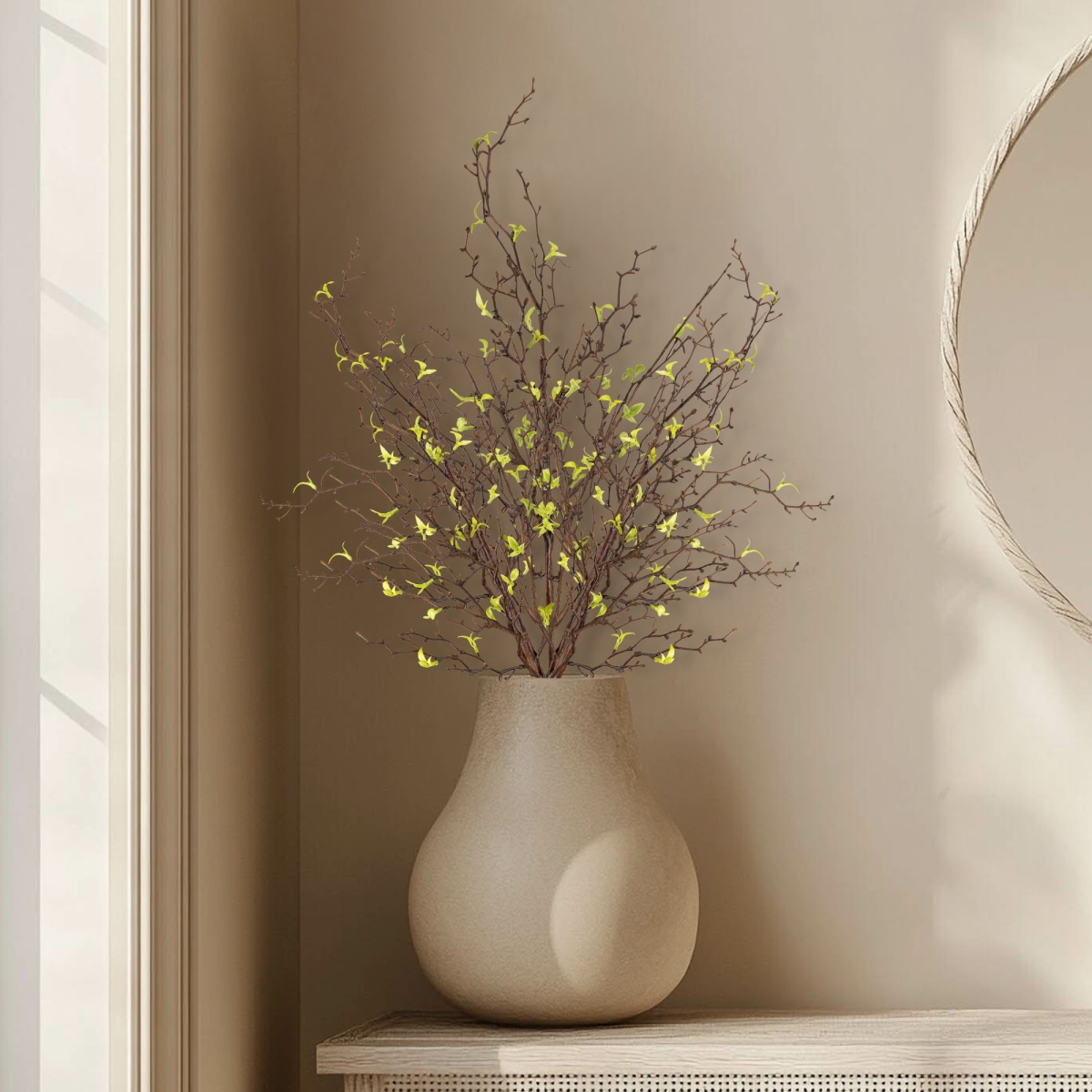 35835145 Curly Willow Artificial Sprays, Green - 34 in. - Set of 4