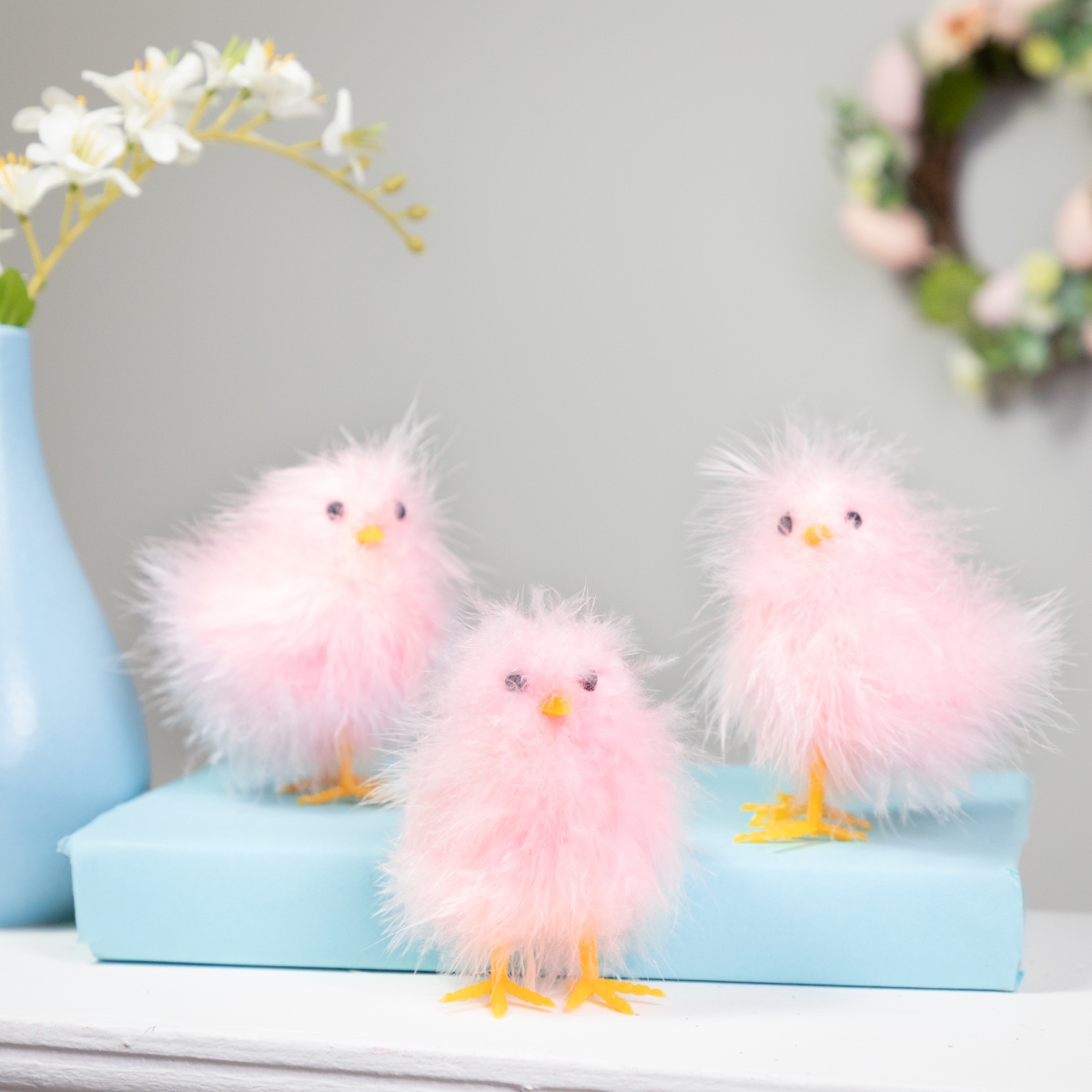 Picture of Northlight 35835330 Furry Chicks Easter Figurines&#44; Pink - 3.25 in. - Set of 3