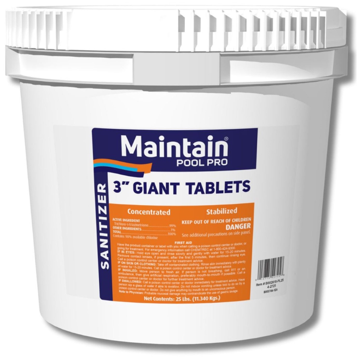 35855341 Maintain Pool Pro Sanitizer Concentrated Stabilized Giant Chlorinating Tablets - 3' - 25 lbs.