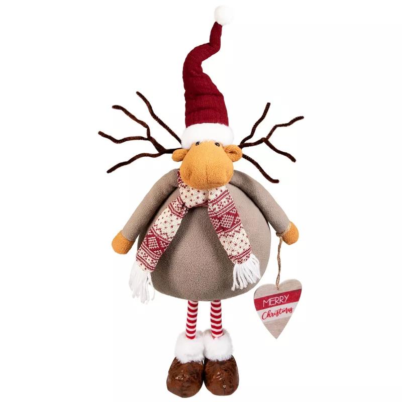 35847894 24 in. Plush Moose Merry Christmas Decoration, Gray