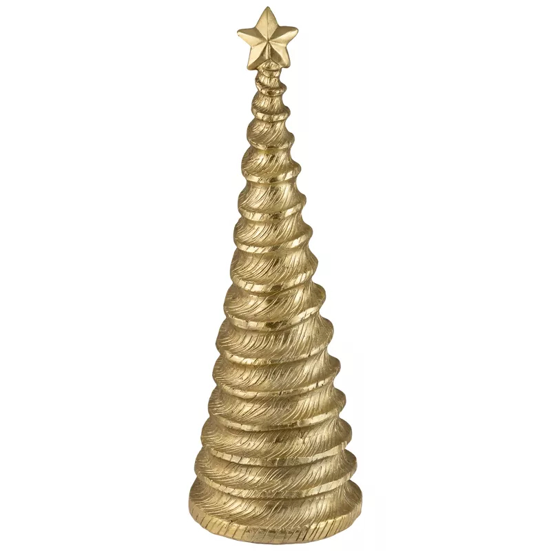 35847216 13.5 in. Metallic Swirling Spirals Tabletop Tree with Star Christmas Decoration, Gold