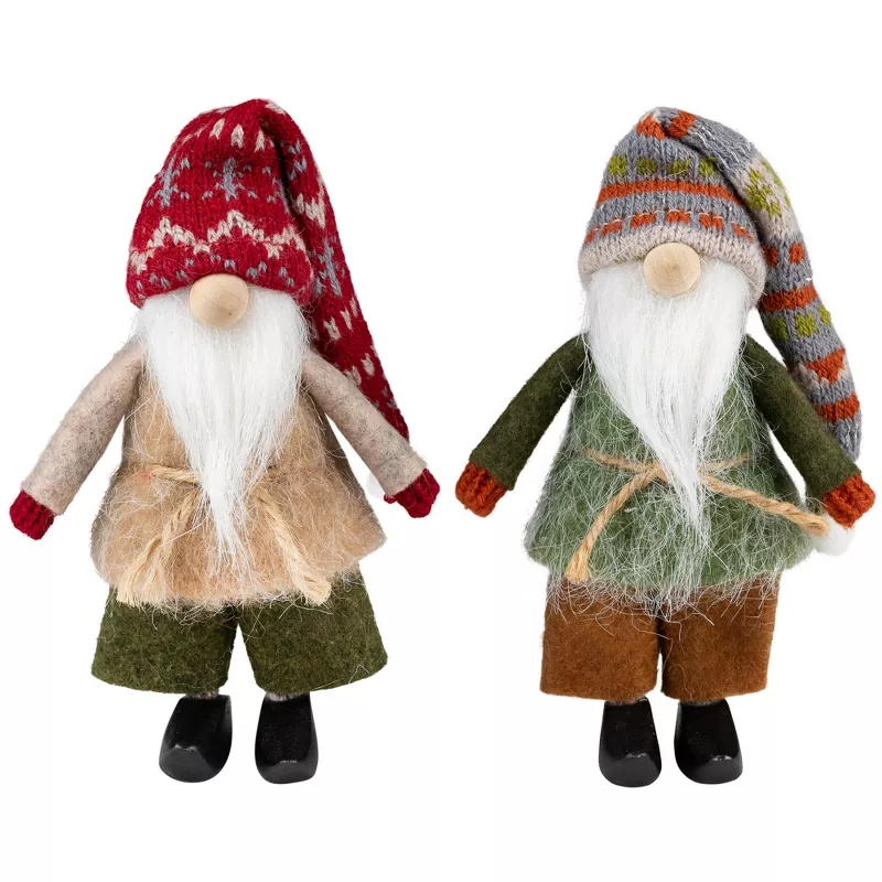 35849000 4.75 in. Standing Nordic Gnomes Christmas Decoration, Multi Color - Set of 2