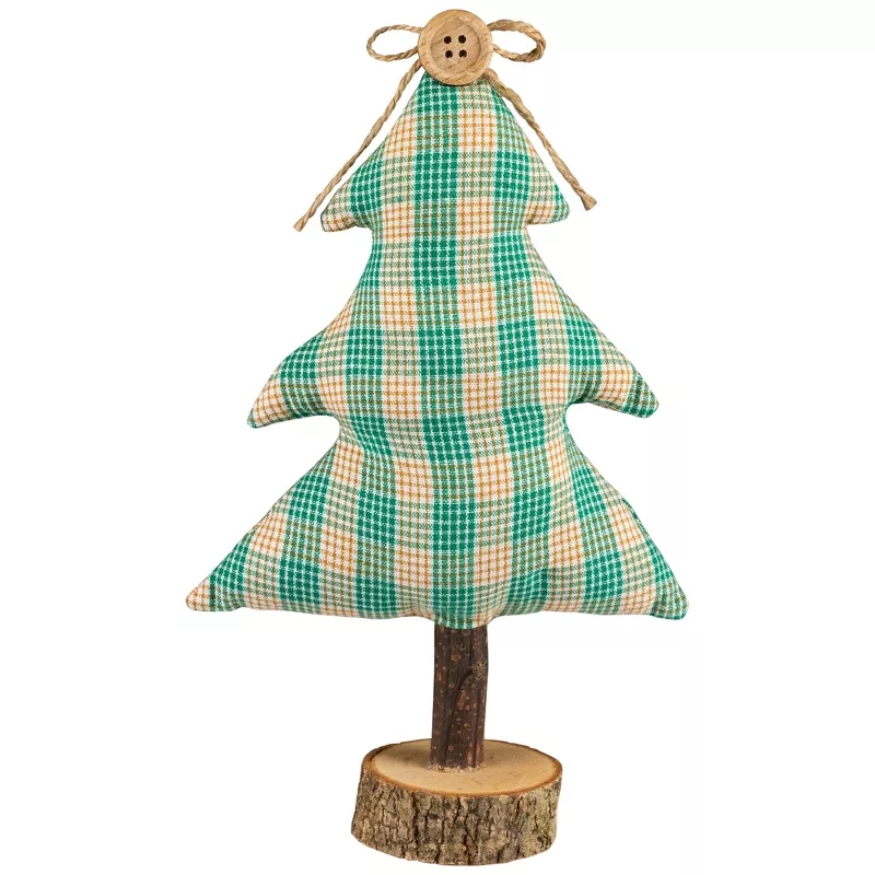 35849002 9.25 in. Plush Plaid Tree Christmas Decoration