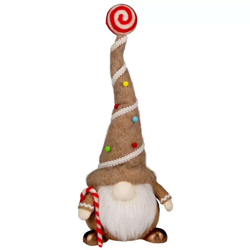 35849149 17 in. Gingerbread & Candy Gnome Christmas Decoration, Beige & White