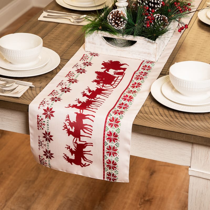 36231559 72 x 12 in. Dashing Through the Snow Rectangular Christmas Table Runner, Red
