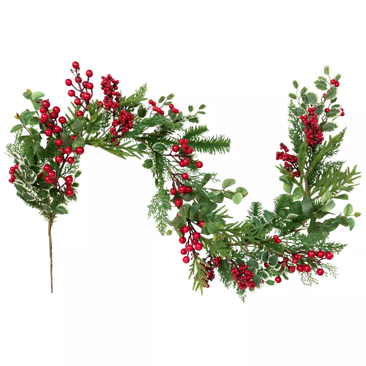 35848839 Mixed Pine Cedar & Berries Artificial Christmas Garland - 5 ft. - Unlit - Green