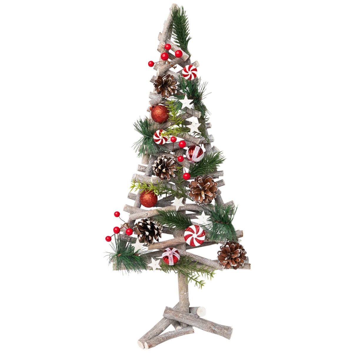 35849151 Glittered Peppermint Candy Wooden Tree Artificial Christmas Decoration - 21.5 in. - Green