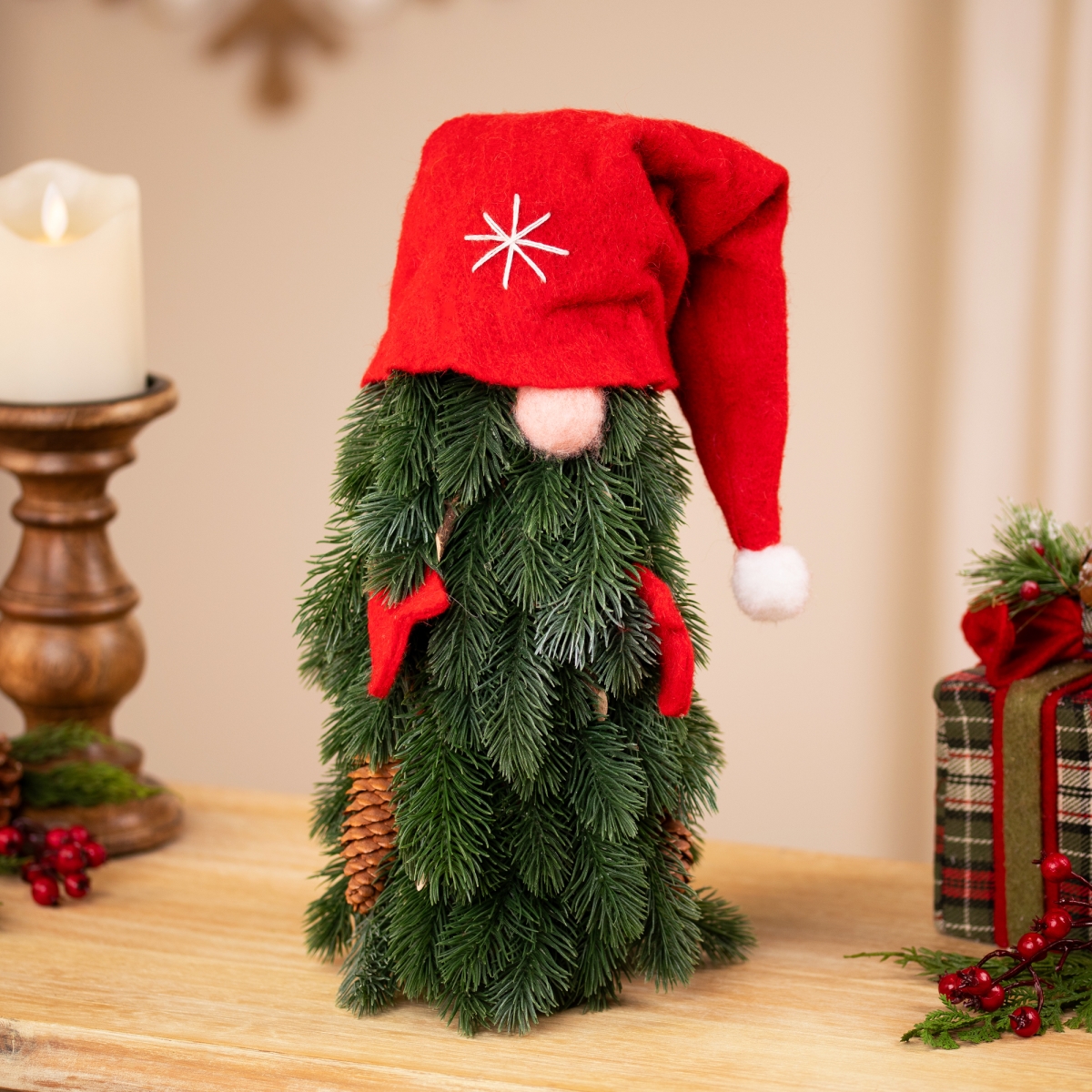 35849168 Frosted Gnome Tree Artificial Christmas Decoration - 14 in. - Green