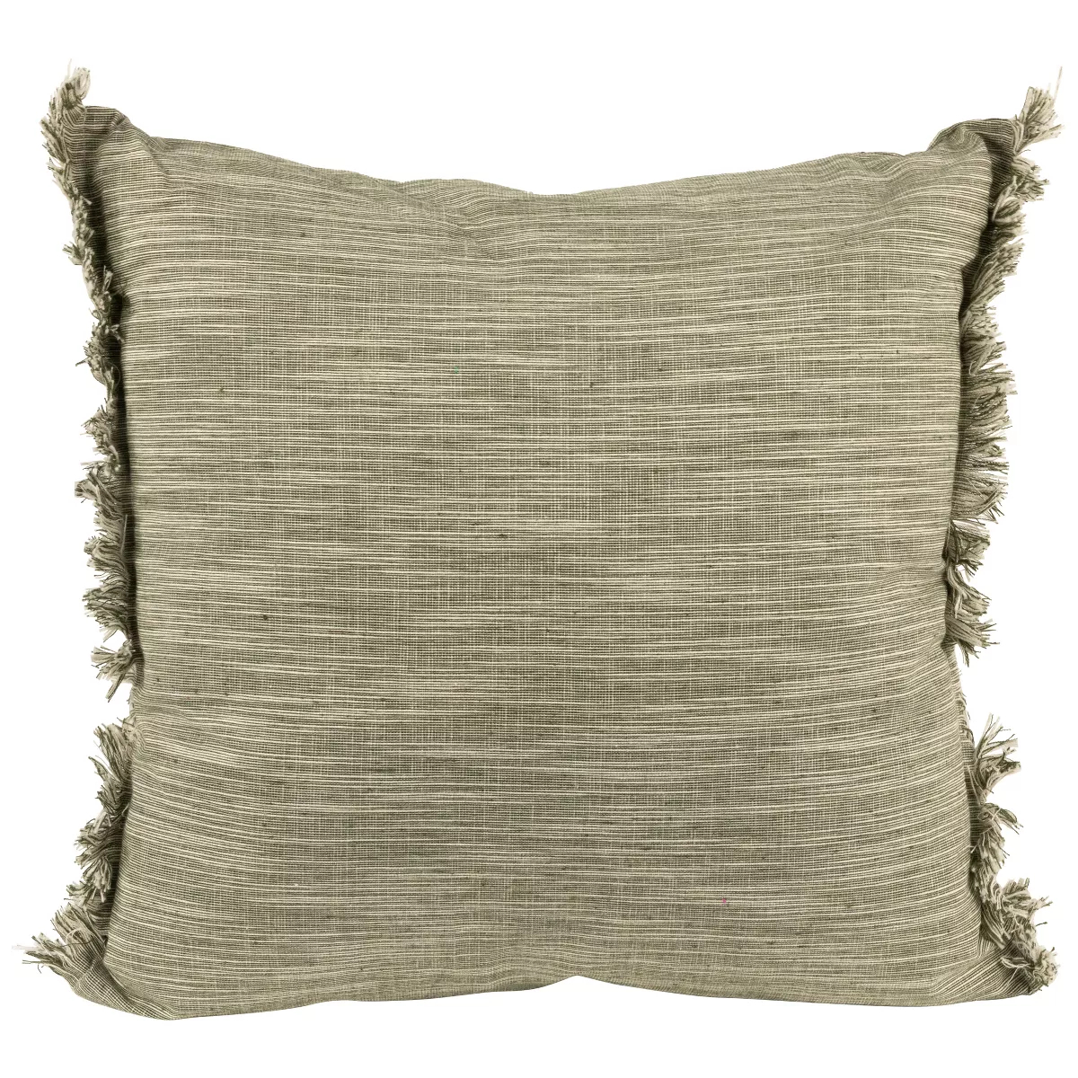 35702139 15 in. Square Throw Pillow with Fringe - Sage Green