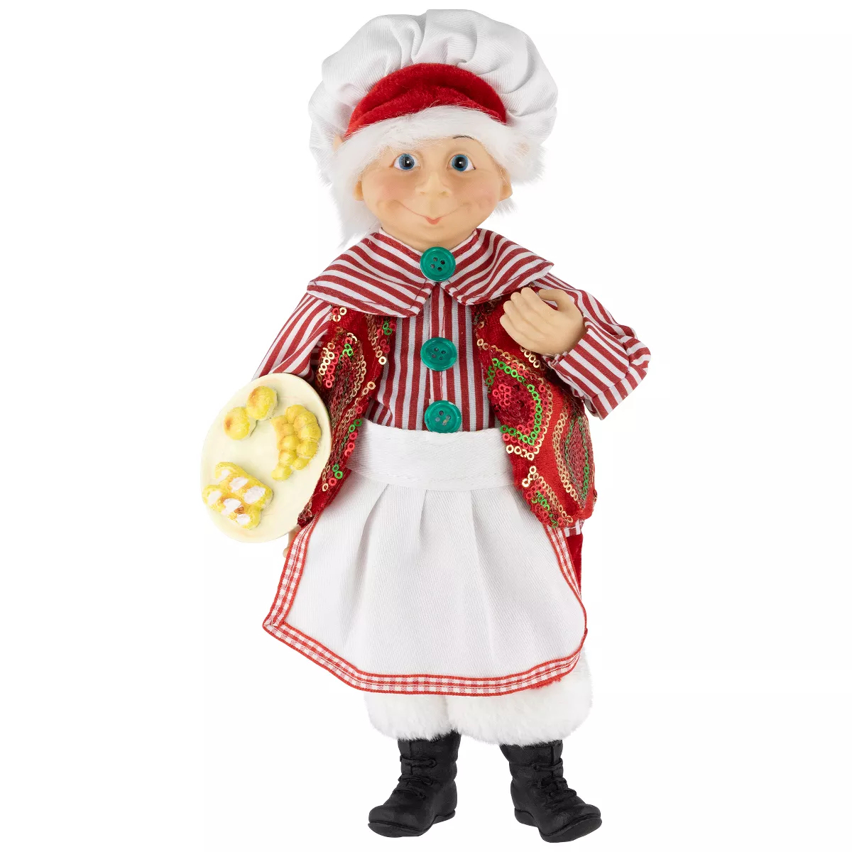 35763021 12 in. Chef Elf with Baked Goods Christmas Figure - Red