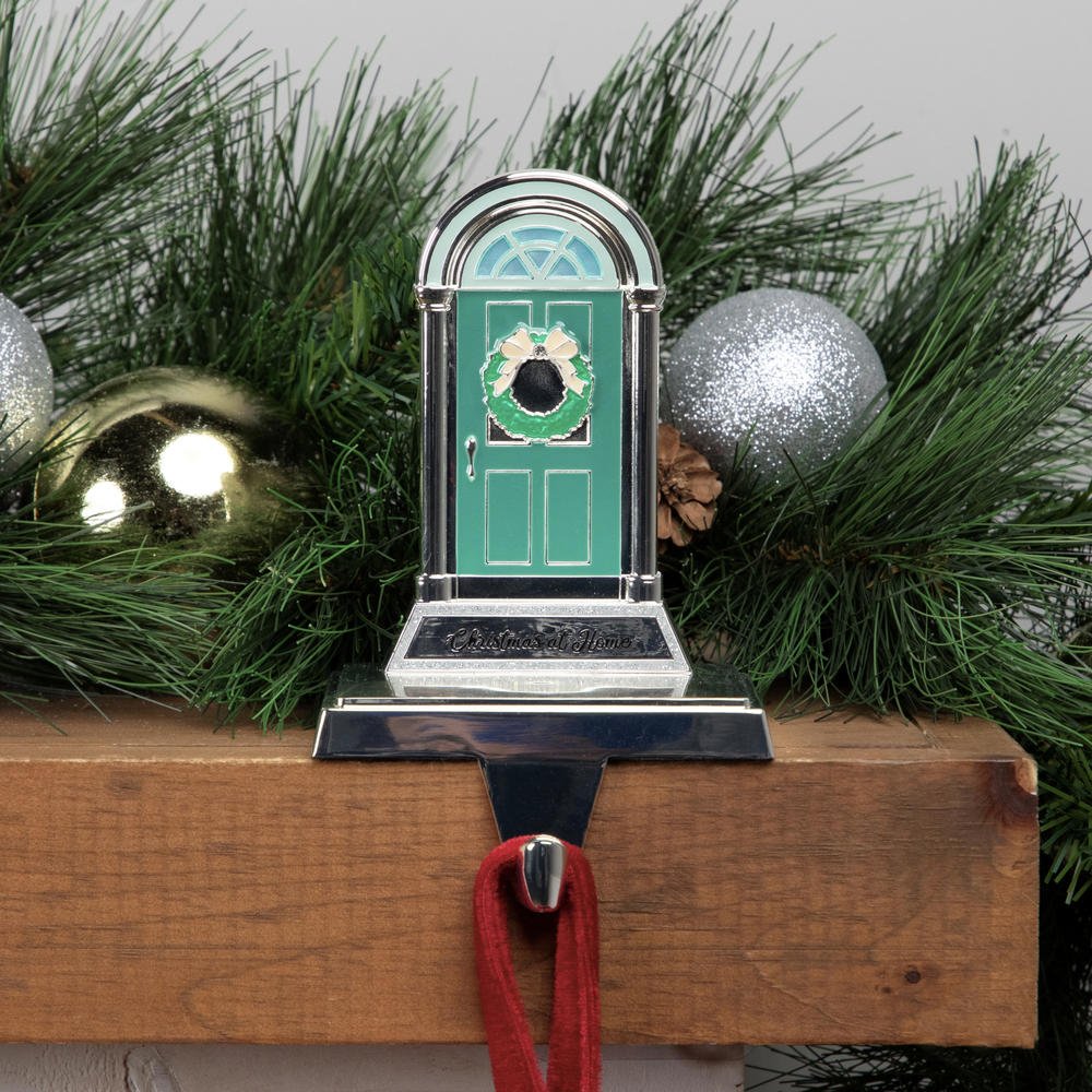 35846313 5 in. Christmas At Home Front Door Stocking Holder - Silver