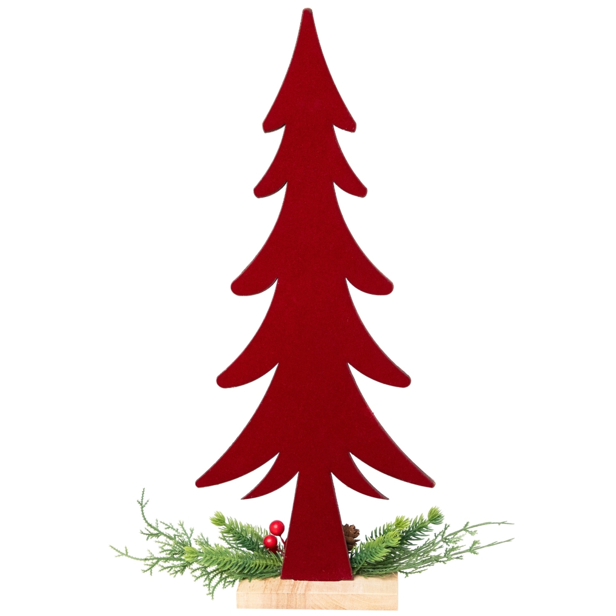 35849181 15.5 in. Pine Tree & Jingle Bell Christmas Decoration, Red & Green