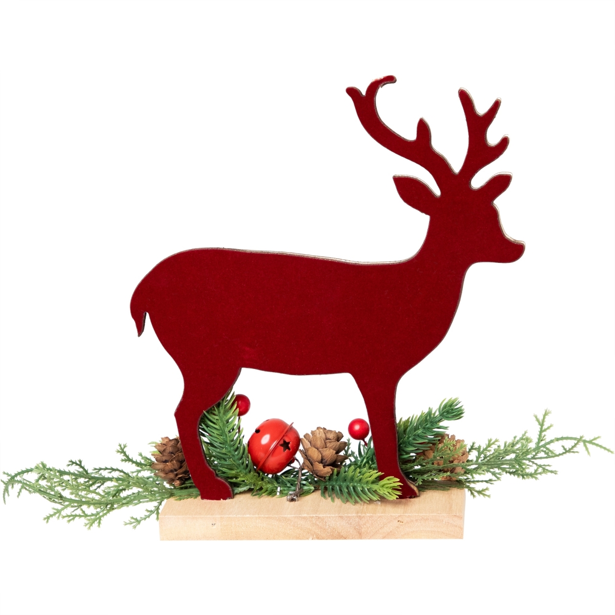 35849183 8 in. Deer & Jingle Bell Christmas Decoration, Red & Green