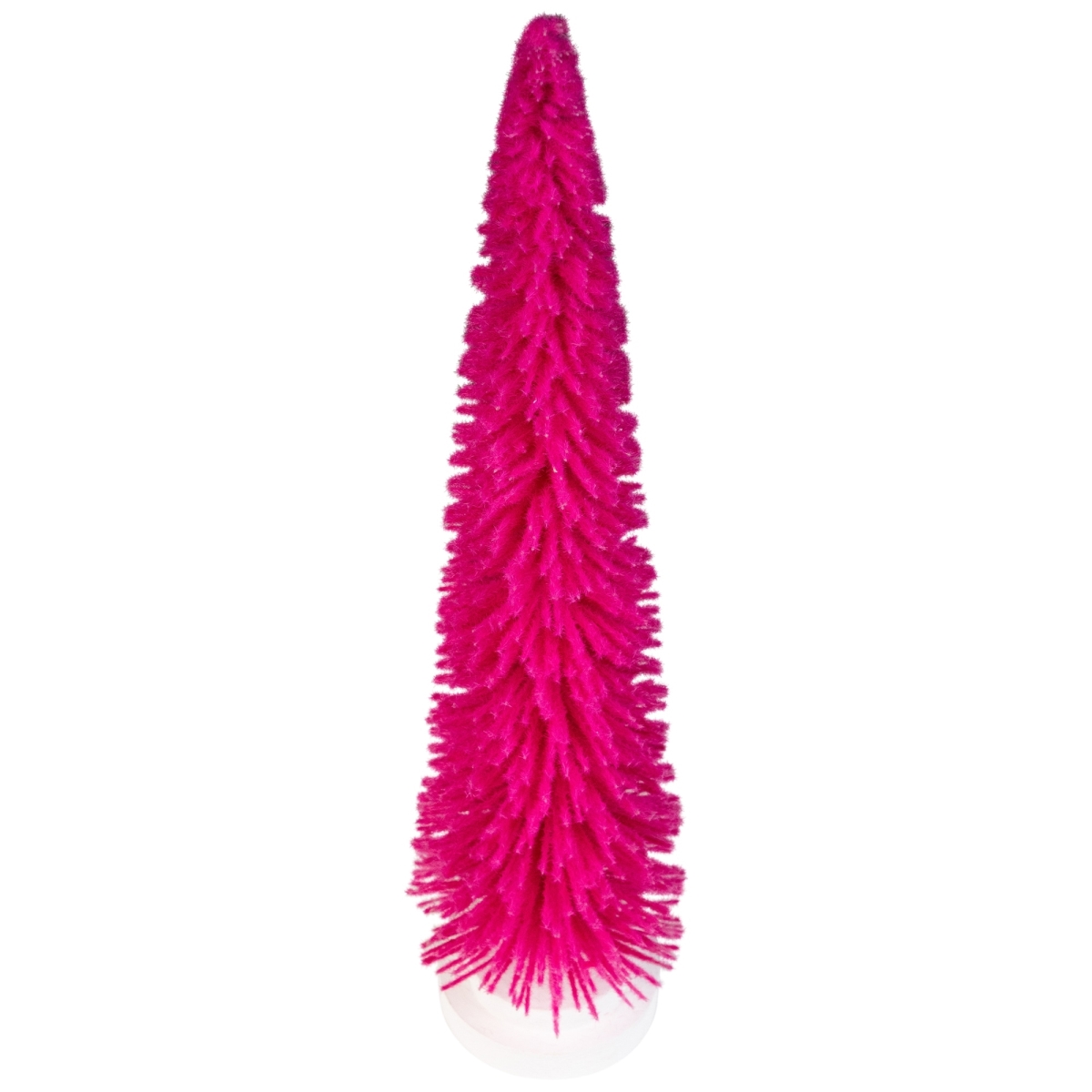 35849186 16 in. Bottle Brush Artificial Mini Christmas Tree with Wood Base, Pink