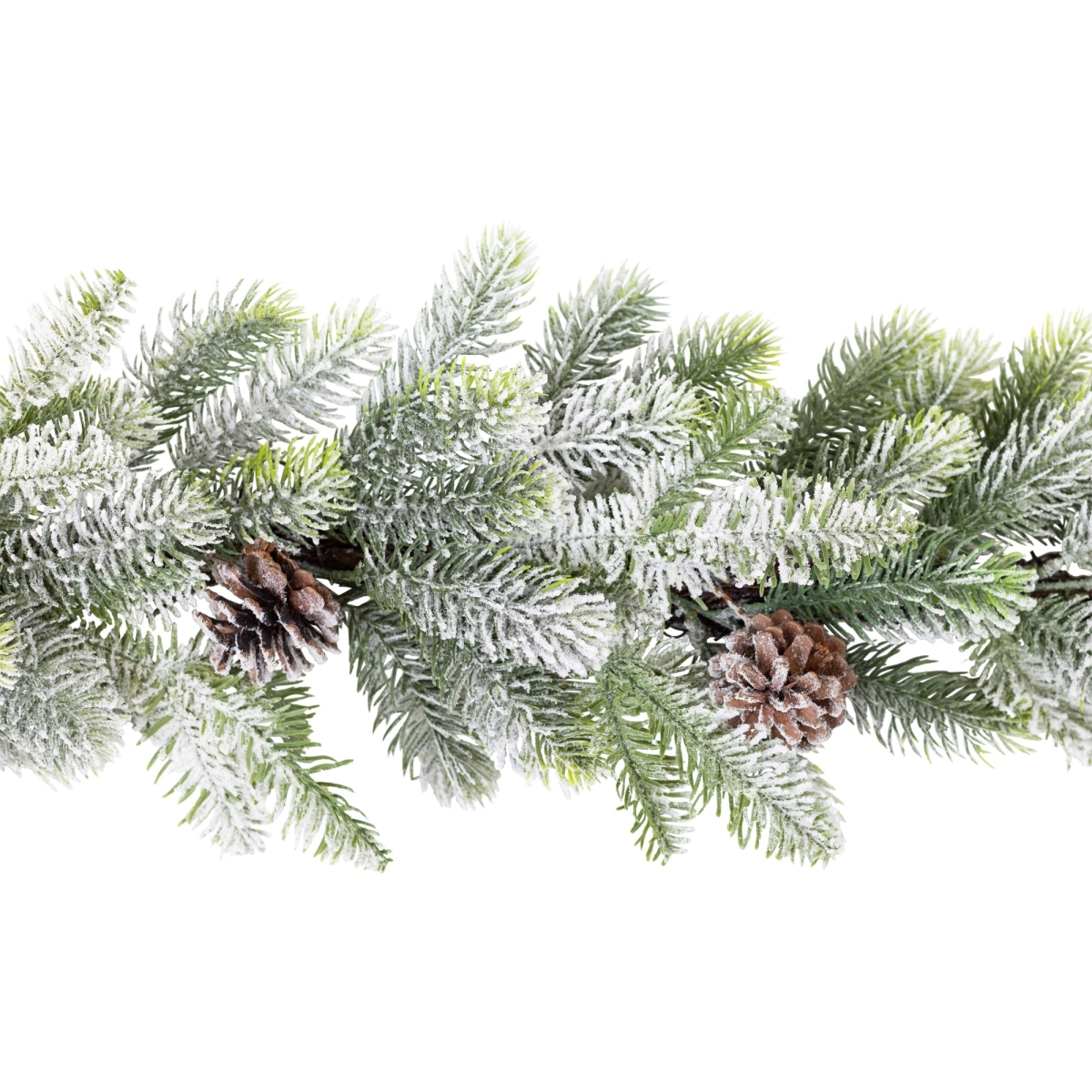35850627 5.5 ft. x 10 in. Flocked Pine & Pinecones Artificial Christmas Garland with Unlit, Green