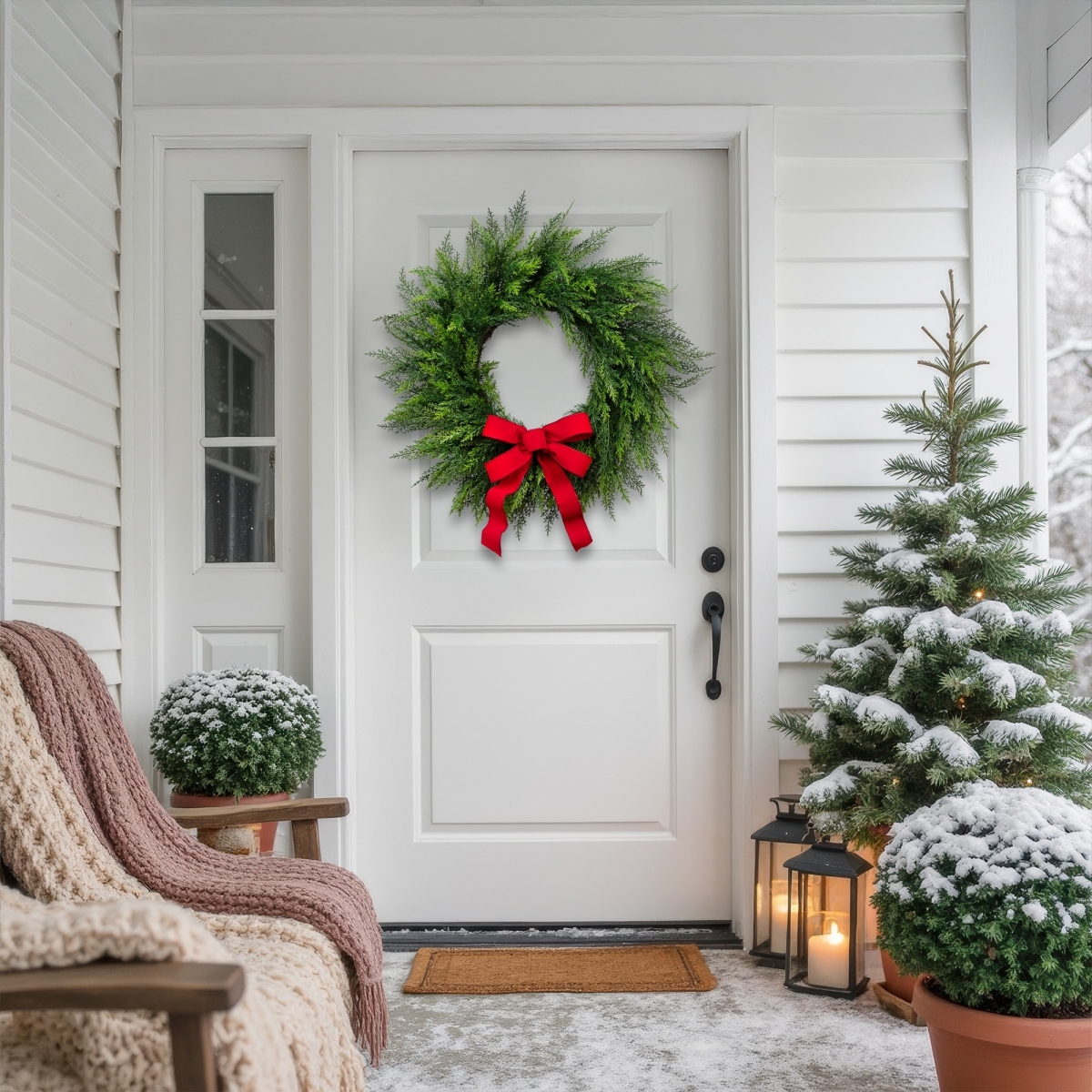 35850631 24 in. Cedar Artificial Christmas Wreath with Unlit, Green