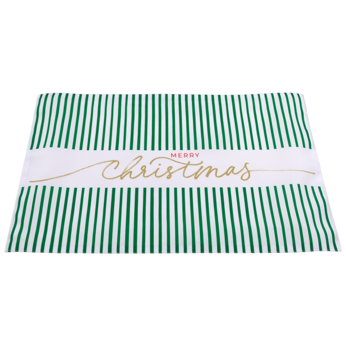 36231565 18 in. Striped Merry Christmas Rectangular Placemats, White - Set of 4
