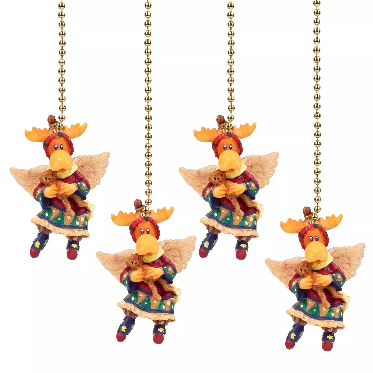 36244126 8.5 in. Christmas Moose Light Chain Pull, Multi Color - Set of 4