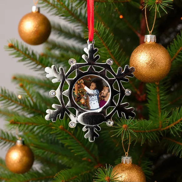 35848983 3.5 in. Snowflake Photo Frame Christmas Ornaments, Silver