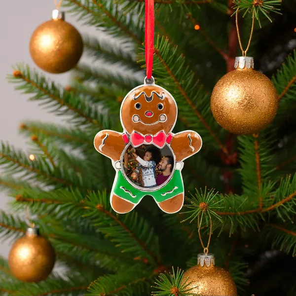35848986 4 in. Gingerbread Man Photo Frame Christmas Ornaments, Brown
