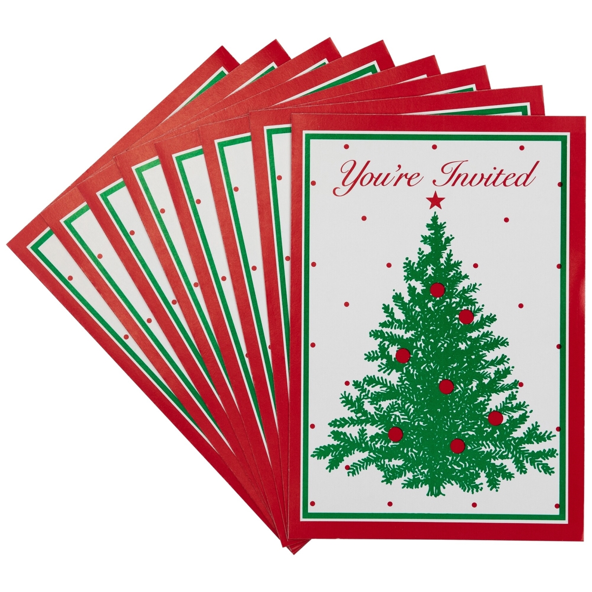 34155018 Invitations Youre Invited Christmas Tree with Envelopes, Multi Color - Set of 40