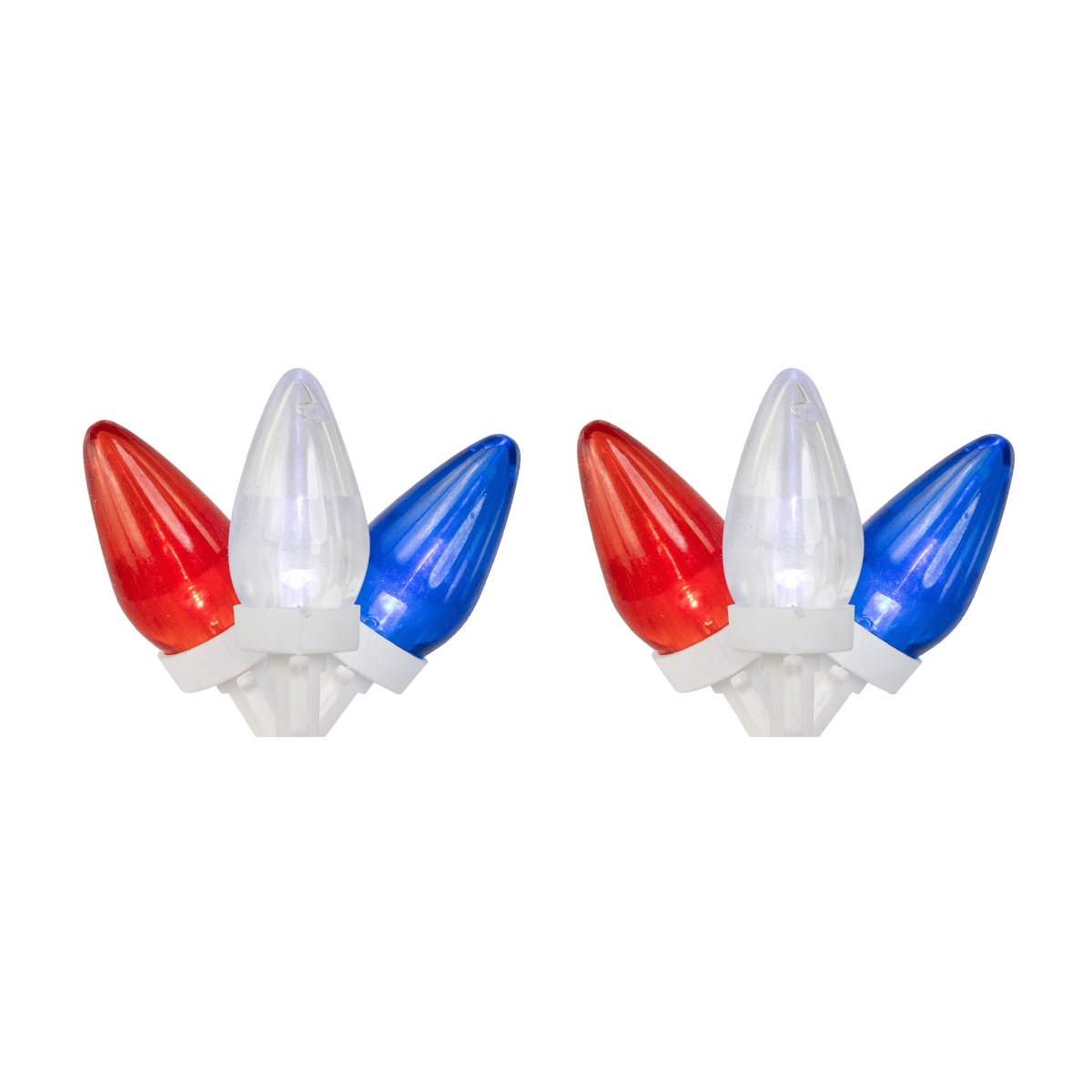 36266717 LED C7 Patriotic Christmas Lights - Blue  Clear and Red - 16' White Wire - 50ct