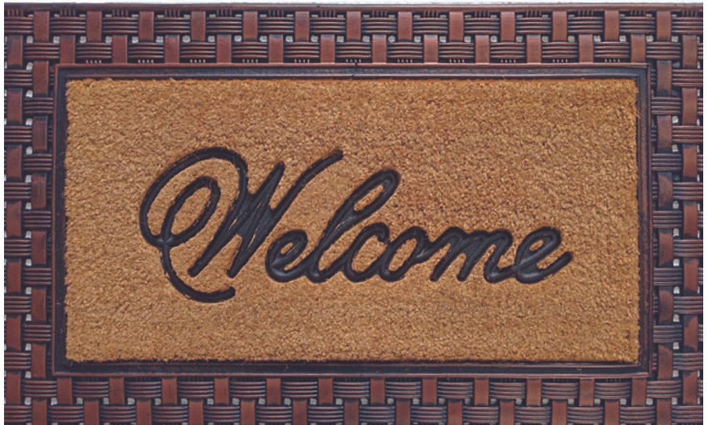 Picture of Geo Crafts G679 24 x 39 in. Tuffcor Basket Weave Border Welcome Doormat&#44; Bronze - Rubber & Coir