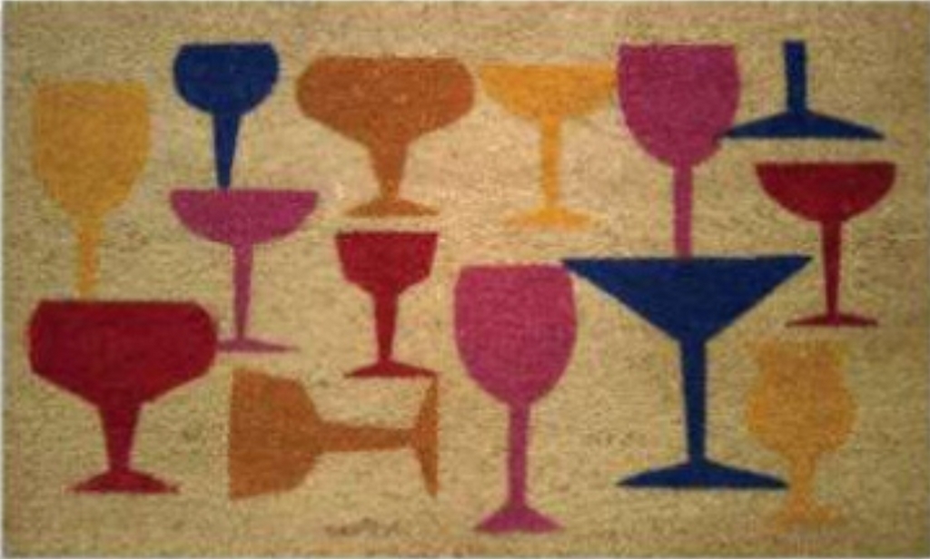 G046 18 x 30 in. Coir Wine Glasses Doormat, Multi Color