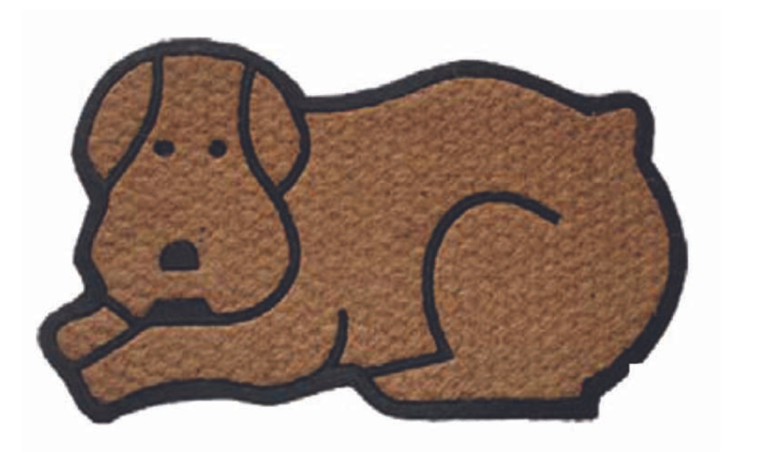 Dog Shaped Welcome Doormat - Beige - 18 x 30 in. - Durable Coir & Rubber