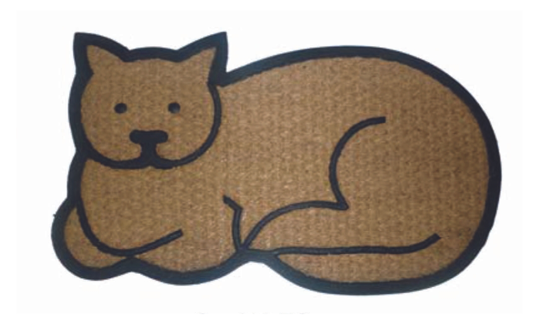 Cat Shaped Welcome Doormat - Beige - 18 x 30 in - Durable Coir & Rubber