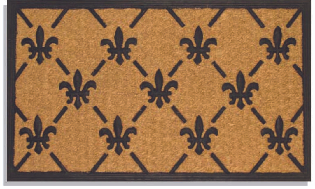 Tuffcor Fleur De Lis Welcome Doormat - Rubber & Coir - 18 x 30 in. - Durable Design