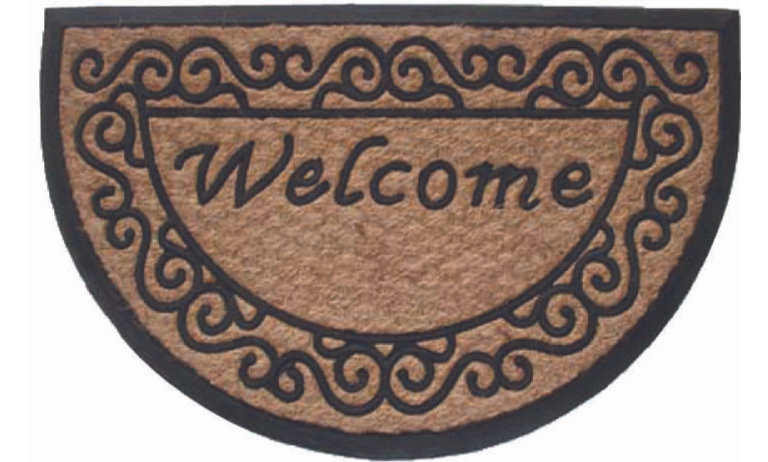 G129 18 x 30 in. Tuffcor Scroll Welcome Doormat, Rubber & Coir