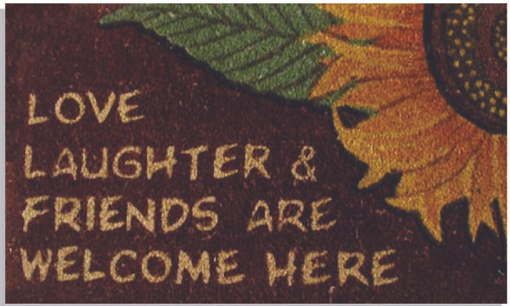 Love Laughter Friends Coir Doormat with PVC Backing