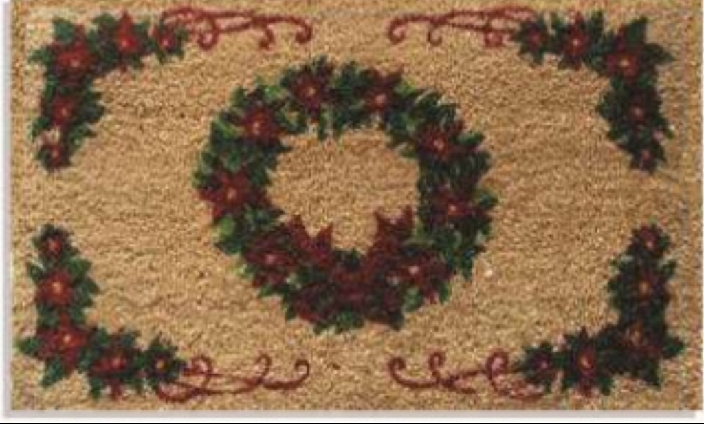G159 18 x 30 in. Coir Holiday Wreath Welcome Doormat