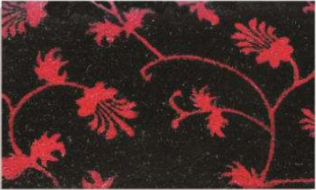 G183 18 x 30 in. Coir Red Florals On Black Welcome Doormat